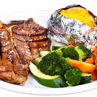 T-Bone steak with fries