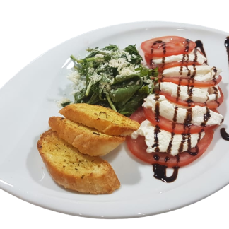 Tomatoes and mozarella on garlic bread